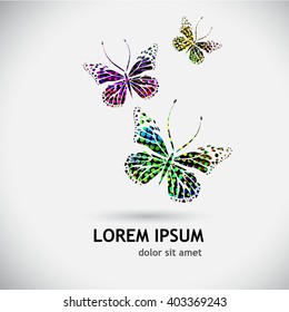 Butterfly logo of colored dots. Vector
