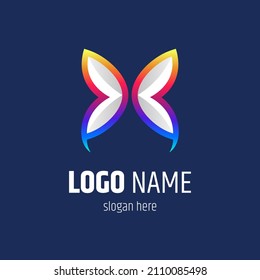 butterfly logo in colorful gradient colors, ready to use for template