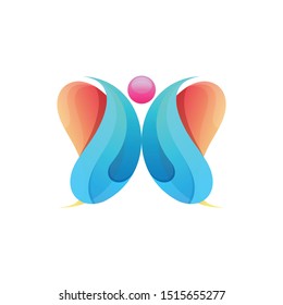 butterfly logo colrfull vector design art