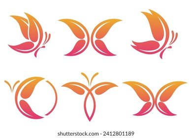 Butterfly Logo with combination leaf . Vector illustration