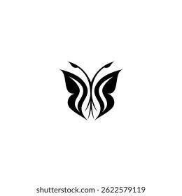 Butterfly logo combination plant bud, simple design style  
