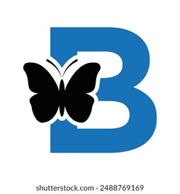 Butterfly Logo combine with letter B vector template