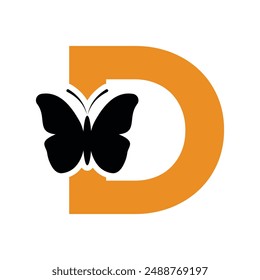 Butterfly Logo combine with letter D vector template