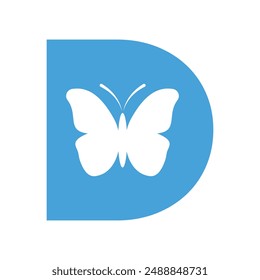 Logotipo de la mariposa combinado con la letra D Plantilla de Vector