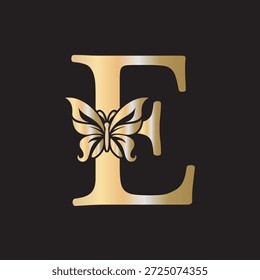 Butterfly Logo Combine With Letter E Vector Template