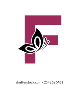 Butterfly Logo combine with letter F vector template