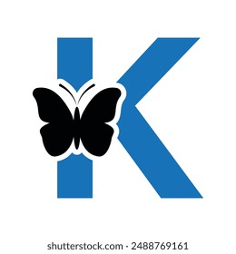 Butterfly Logo combine with letter K vector template