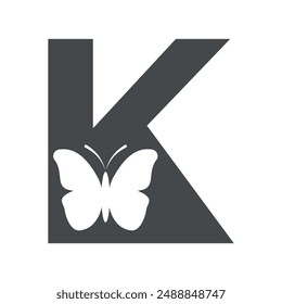 Butterfly Logo combine with letter K vector template