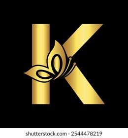 Butterfly Logo combine with letter K vector template