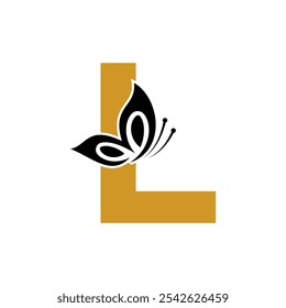 Butterfly Logo combine with letter L vector template