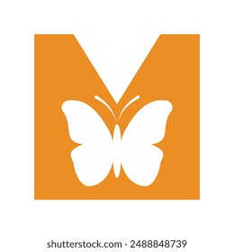 Butterfly Logo combine with letter M vector template