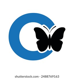 Butterfly Logo combine with letter O vector template
