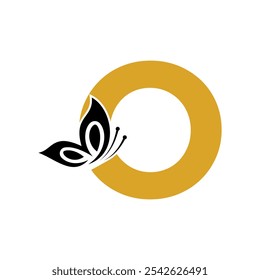 Butterfly Logo combine with letter O vector template