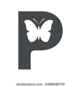 Butterfly Logo combine with letter P vector template