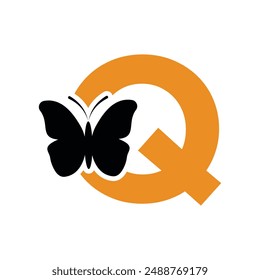 Butterfly Logo combine with letter Q vector template