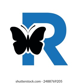 Butterfly Logo combine with letter R vector template