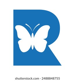 Butterfly Logo combine with letter R vector template