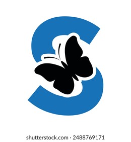 Butterfly Logo combine with letter S vector template