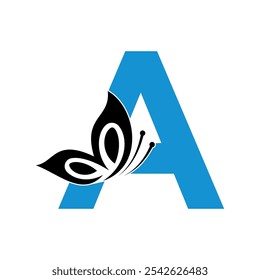 Logotipo de la mariposa se combina con la letra A Vector Plantilla