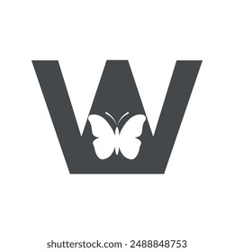 Butterfly Logo combine with letter W vector template