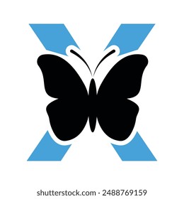 Butterfly Logo combine with letter X vector template