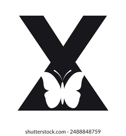 Butterfly Logo combine with letter X vector template