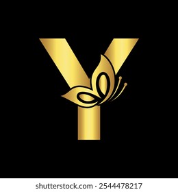 Butterfly Logo combine with letter Y vector template