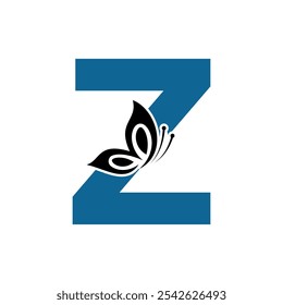 Logotipo de la mariposa se combina con la letra Z Plantilla de Vector