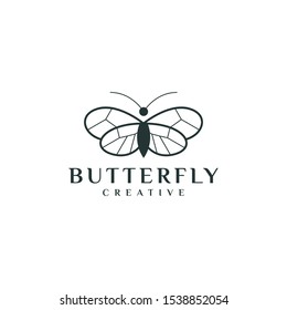 butterfly logo, concept of animal outline vector illustration
