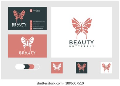 Butterfly logo with the concept of beauty and business card