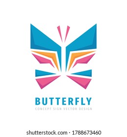 Butterfly logo concept desin. Abstract geometric wings vector sign illustration. 