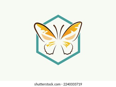 Concepto de logotipo de mariposa, diseño plano elegante