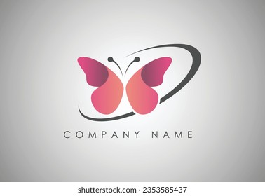 Butterfly logo consist of transparent elements.