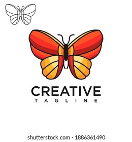 Butterfly logo, creative design vector template