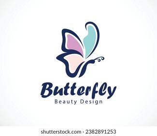 butterfly logo creative icon animal beauty design vector color flat