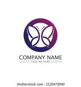 Butterfly logo design animal insect and conceptual simple, colorful icon Logo Vector illustration
