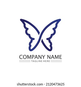 Butterfly logo design animal insect and conceptual simple, colorful icon Logo Vector illustration

