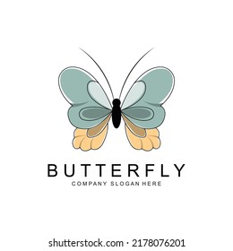 Butterfly Logo Design, Beautiful Flying Animal, Company Brand Icon Illustration, Screen Printing, Salon