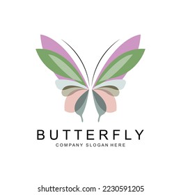 Butterfly Logo Design, Beautiful Flying Animal, Company Brand Icon Illustration, Screen Printing, Salon