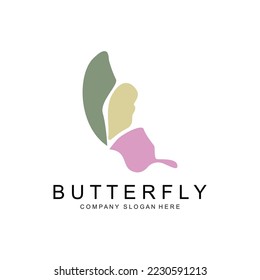 Butterfly Logo Design, Beautiful Flying Animal, Company Brand Icon Illustration, Screen Printing, Salon