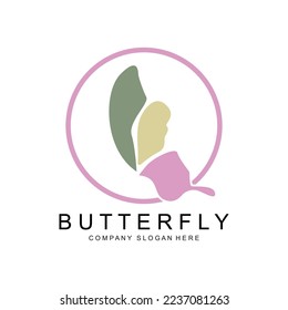 Butterfly Logo Design, Beautiful Flying Animal, Company Brand Icon Illustration, Screen Printing, Salon