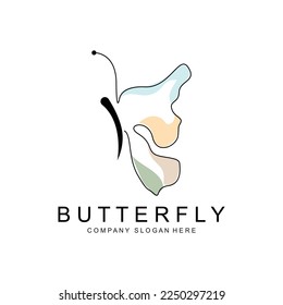 Butterfly Logo Design, Beautiful Flying Animal, Company Brand Icon Illustration, Screen Printing, Salon