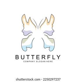 Butterfly Logo Design, Beautiful Flying Animal, Company Brand Icon Illustration, Screen Printing, Salon