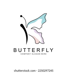 Butterfly Logo Design, Beautiful Flying Animal, Company Brand Icon Illustration, Screen Printing, Salon