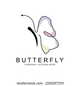 Butterfly Logo Design, Beautiful Flying Animal, Company Brand Icon Illustration, Screen Printing, Salon