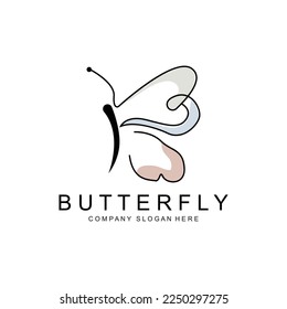 Butterfly Logo Design, Beautiful Flying Animal, Company Brand Icon Illustration, Screen Printing, Salon