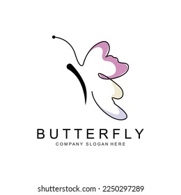 Butterfly Logo Design, Beautiful Flying Animal, Company Brand Icon Illustration, Screen Printing, Salon