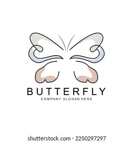 Butterfly Logo Design, Beautiful Flying Animal, Company Brand Icon Illustration, Screen Printing, Salon