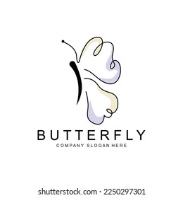 Butterfly Logo Design, Beautiful Flying Animal, Company Brand Icon Illustration, Screen Printing, Salon