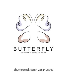 Butterfly Logo Design, Beautiful Flying Animal, Company Brand Icon Illustration, Screen Printing, Salon